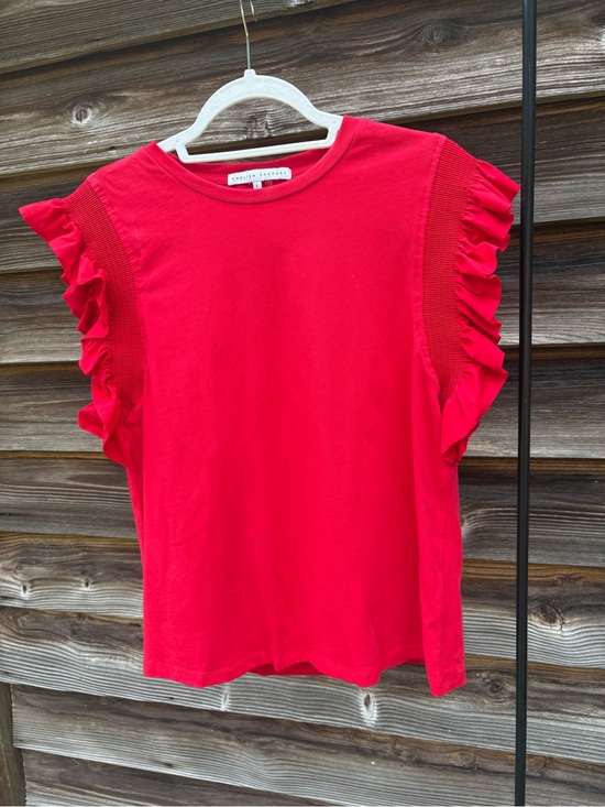English Factory Tops - English Factory Bright Red Ruffle Sleeve Tank Top